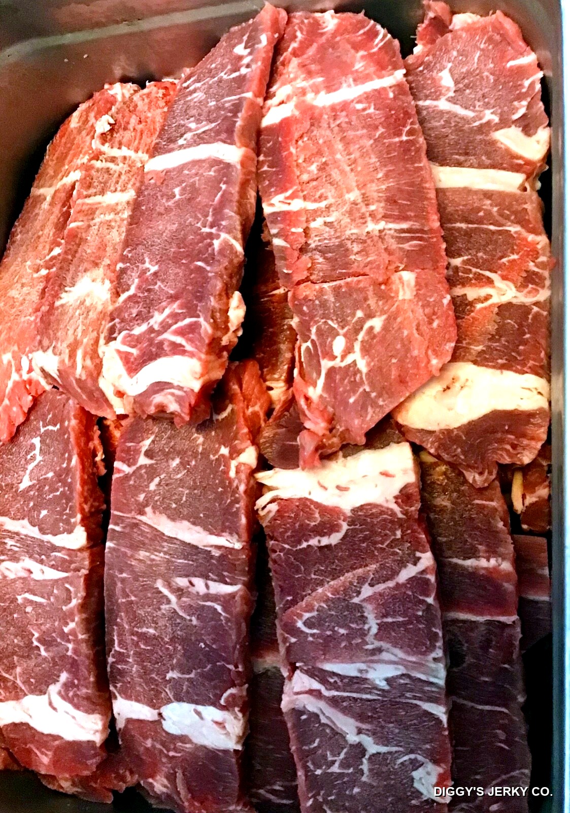 Premium marbled sirloin before drying